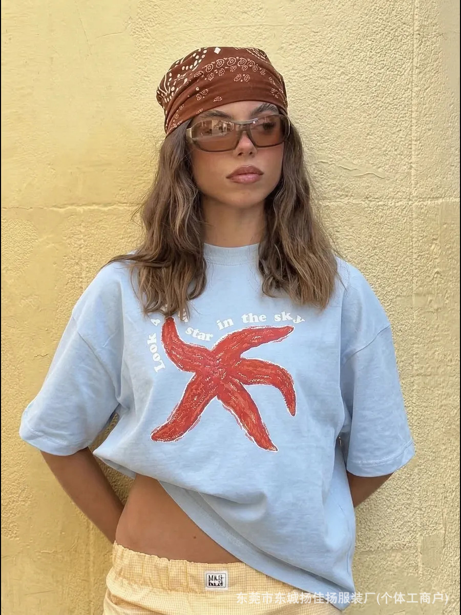 100% Pure Cotton Short-Sleeved T-Shirt, American Style, Versatile, Niche, Fun, Quirky, Unique Print, New Summer Top