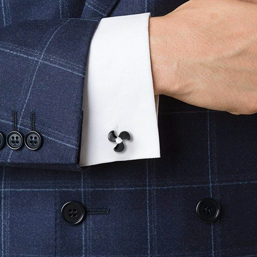 Black Fan Cufflinks, Hot Selling for Overseas Trade Men's French Style Shirt Cufflinks Wholesale