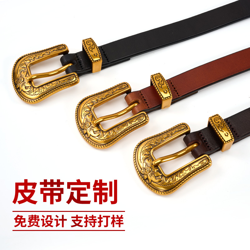 Genuine design retro high quality leather multicoloured belt