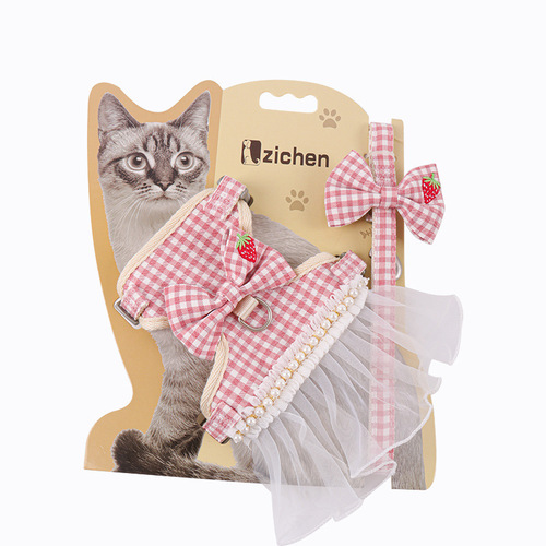Dog Leash Teddy Bichon Cat Vest Harness Korean Style Small Dog Pet Supplies Dog Rope Wholesale