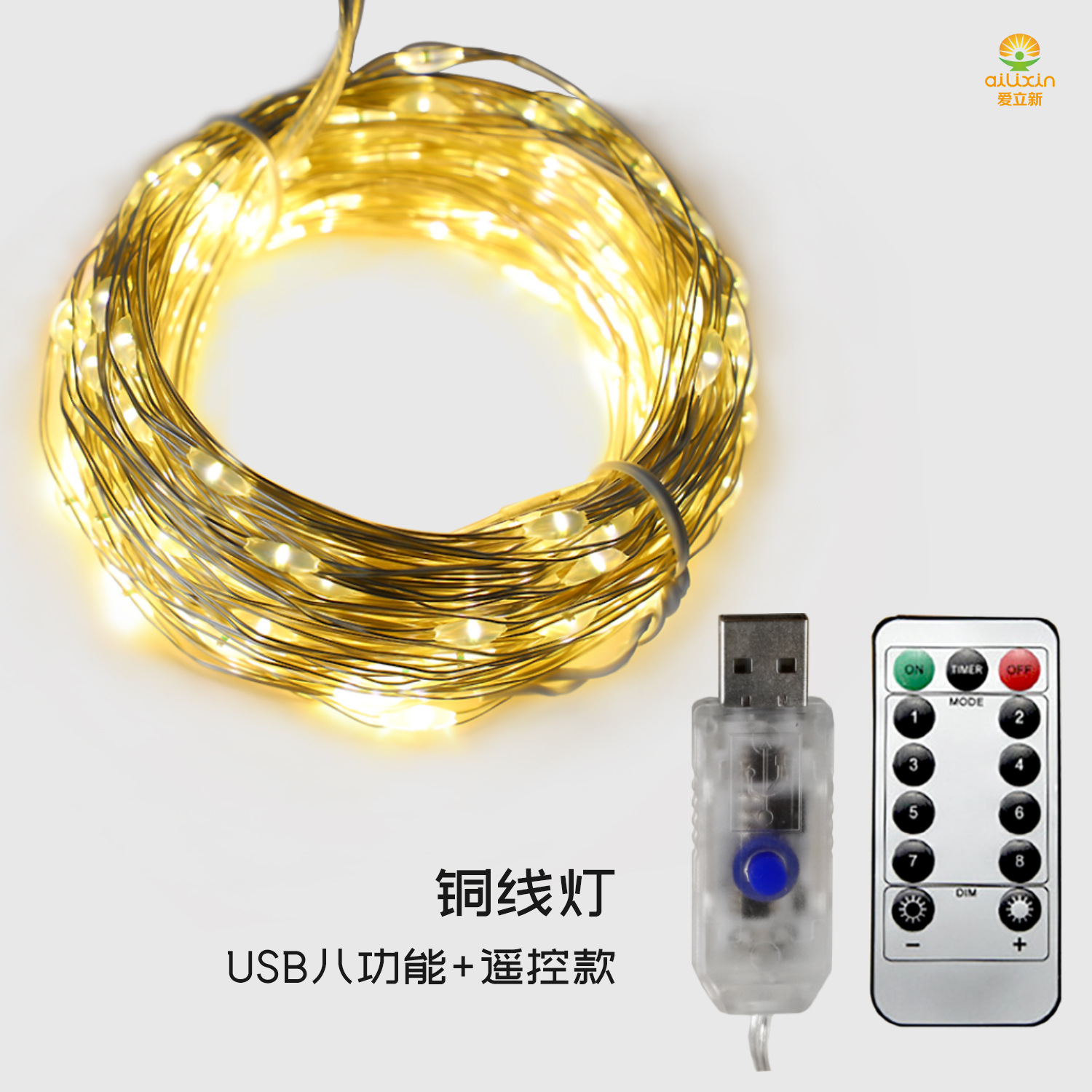 铜线灯-USB八功能+遥控款