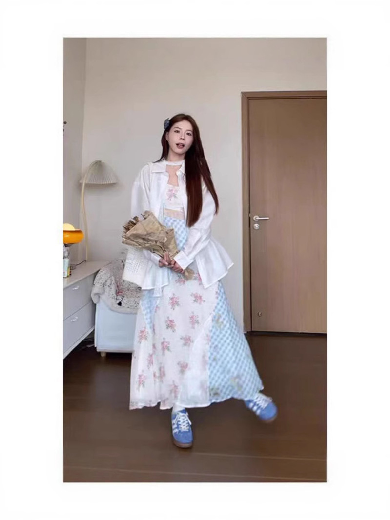 Áo sơ mi nữ dài tay ren nơ chống nắng kiểu Pháp — trắng