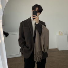 ASCLO新款毛呢大衣男秋冬短款加厚西服外套韩版简约潮流呢子上衣