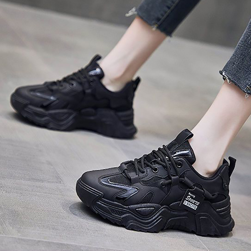 Cross-Border Export Women's Shoes 2025 Spring & Fall New Ins Super Popular Dad Shoes Thick Sole Increased Soft Leather Versatile Shoes