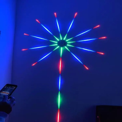Fuegos artificiales de color fantasma aplicación de control móvil Bluetooth inteligente rotación digital LED fuegos artificiales cuerda de luz de Navidad inteligente