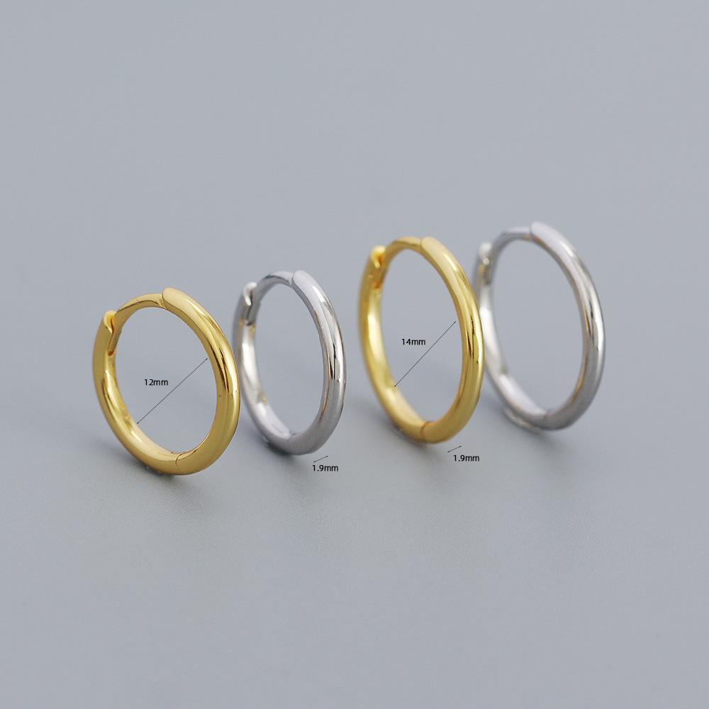 0.03µm Gold Plating Thickness Simple Style Circle Silver Earrings Plating 925 Silver Earrings