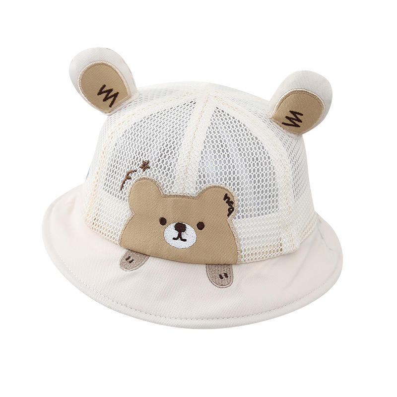 Sombrero de bebé verano delgado oso súper lindo bebé red completa protector solar sombrero de pescador primavera y verano niño sombrero para el sol para niños