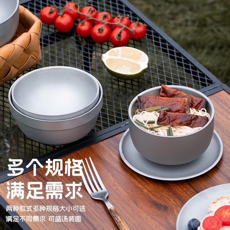 チタンボウル、二層チタンボウル、健康チタン浄化食器、断熱火傷防止ボウル、高級家庭用丼、スプーン、アウトドアキャンプ|undefined