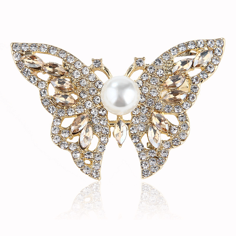 Glamour Mariposa Aleación Embutido Perlas Artificiales Diamantes De Imitación Mujeres Broches display picture 2