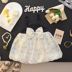 女童連衣裙2024新款周歲寶寶禮服洋氣吊帶公主裙小童夏季童裝批發
