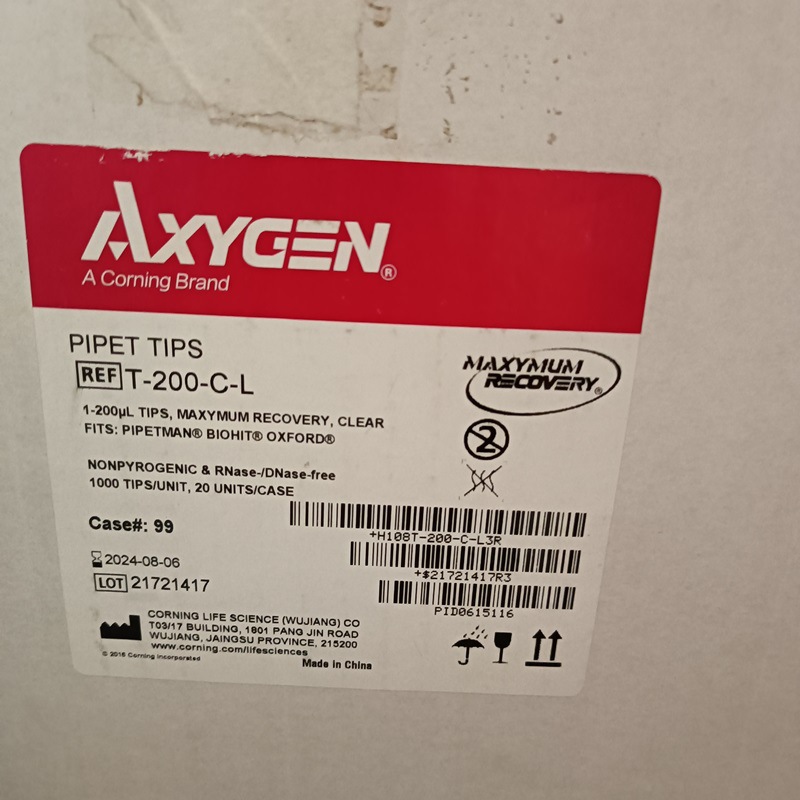 AXYGEN 爱思进T-200-C-L 200ul透明超低吸附吸头 斜嘴 未灭菌