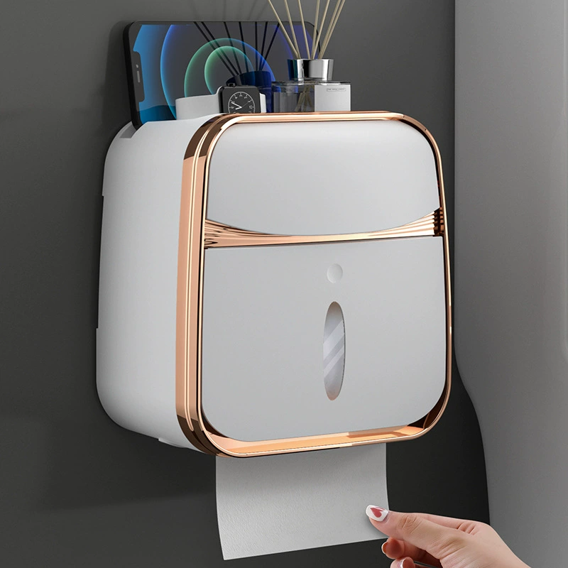 Коробка для туалетных салфеток Стеллаж для хранения туалетной бумаги Туалетная бумага Рулон бумаги Non-Punch Водонепроницаемый Настенный