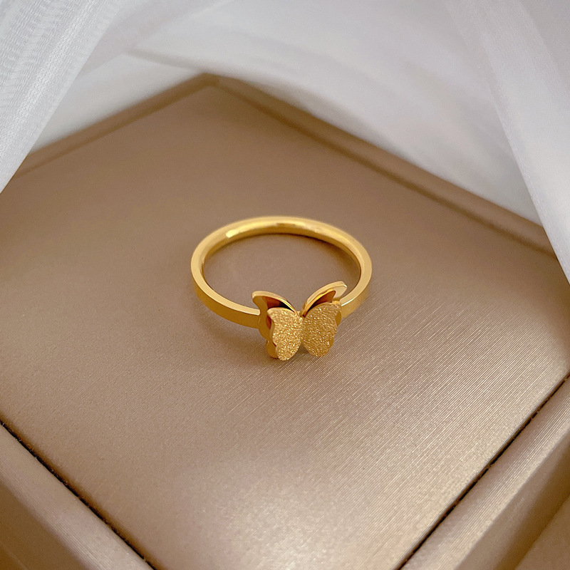 Minimalistische vlinder ring van titaniumstaal dames heren_voghion.com
