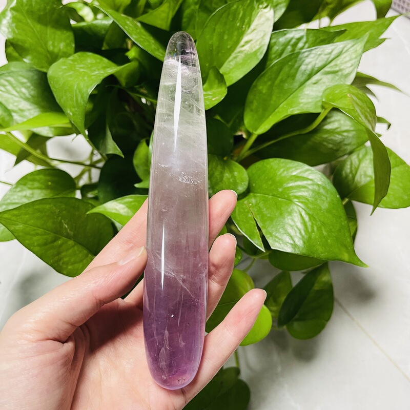 天然水晶紫晶 原石雕刻打磨水晶按摩棒 图 6
