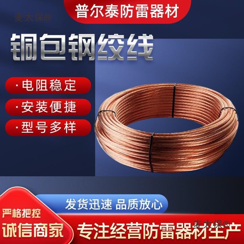 镀铜绞线铜包钢绞线防雷接地母线圆钢扁钢角钢垂直接地极裸麦太保