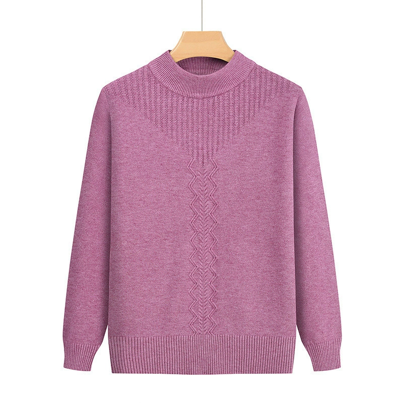 Фабричный свитер с полугольфом для женщин среднего и пожилого возраста, вязаный свитер для мамы, повседневный пуловер с эластичной рубашкой для осени и зимы