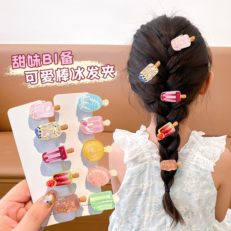 Summer Artificial Ice Cream Popsicle Hairpin Female Forehead Side...
