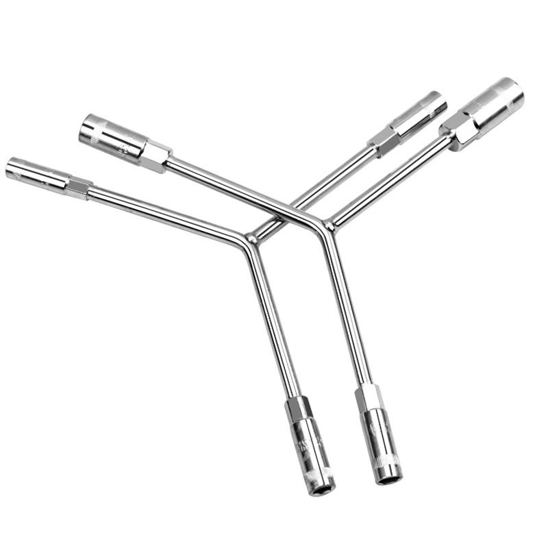 Llave de manguito de tres puntas y mano de placa hexagonal externa multifuncional de manguito único herramienta de reparación de automóviles de neumáticos triangulares en forma de herrón
