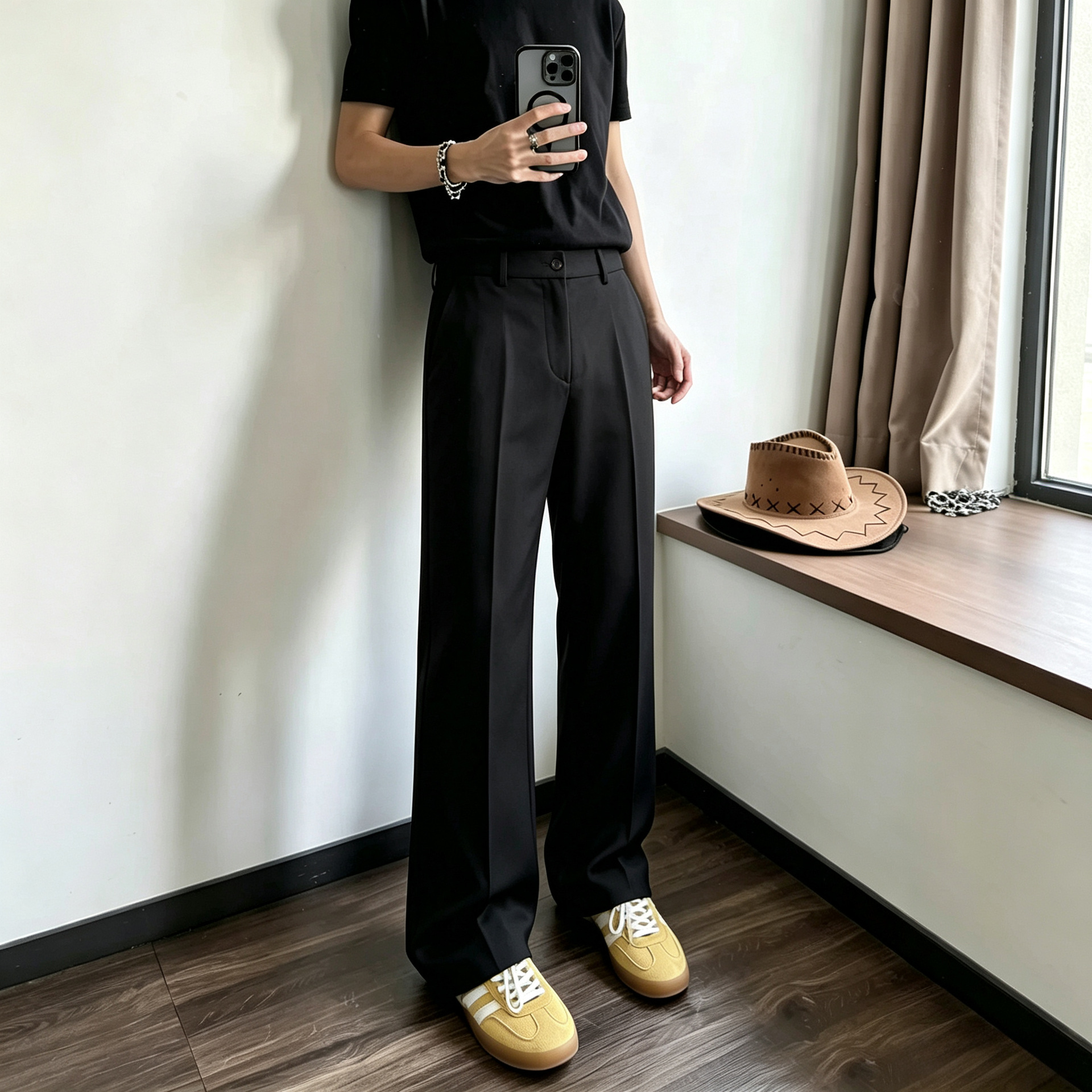 2026新款男士纯色商务西裤修身直筒弹力西装裤欧美休闲百搭长裤