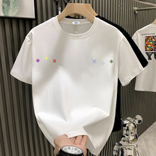 时尚美式潮牌潮流印花短袖T恤2024夏季新款轻奢男士半袖上衣小衫