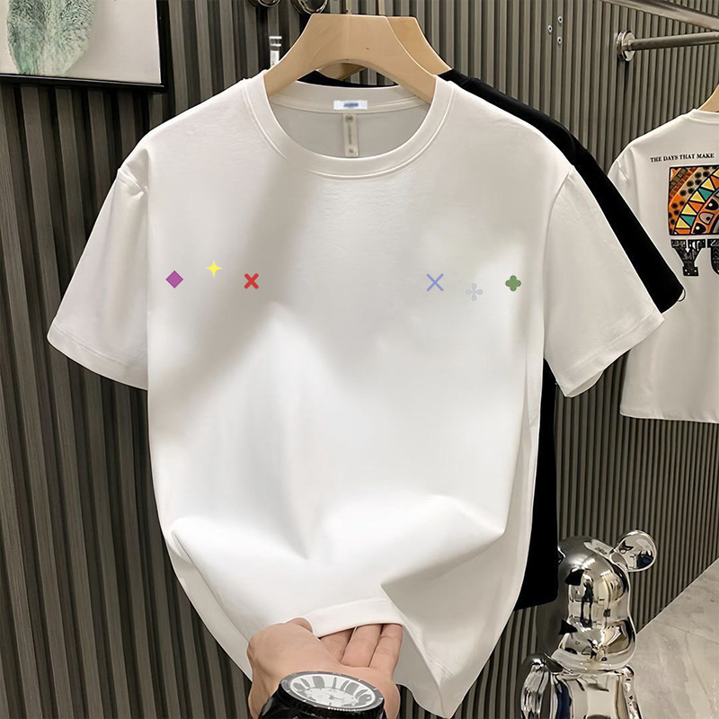 时尚美式潮牌潮流印花短袖T恤2024夏季新款轻奢男士半袖上衣小衫