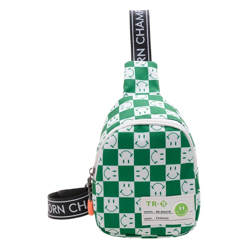 Guapo bebé bolsa de pecho bolso de los niños lindo niño bolsa de mensajero personalidad de la moda tablero de cuadros pequeño bolso de hombro impreso