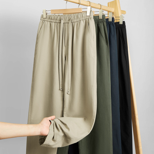 Wholesale Live Streaming 2025 New Summer Tencel Lyocell Cotton Linen Pants for Men Loose Straight Leg Casual Pants