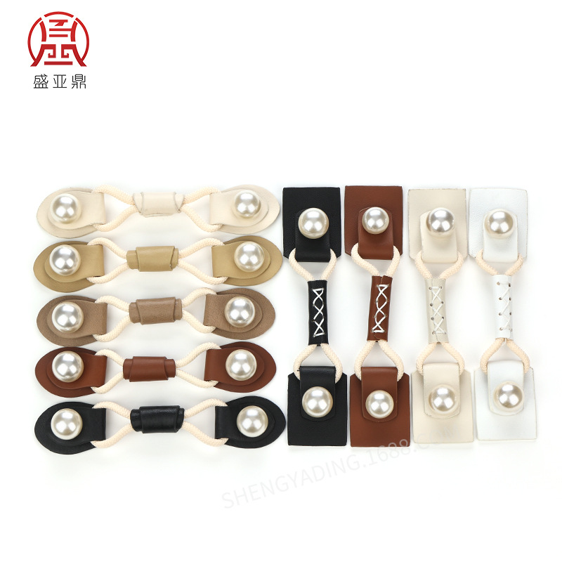 厂家现货PU仿皮珍珠对扣大衣风衣毛衣羽绒服方形半圆边子母皮对扣