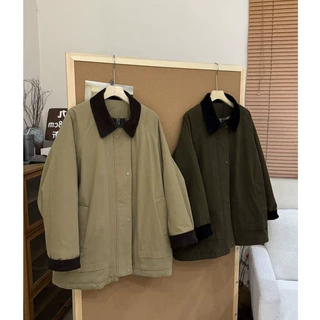 复古文艺范翻领棉服女款冬季高JI感新款宽松百搭气质小个子棉衣潮