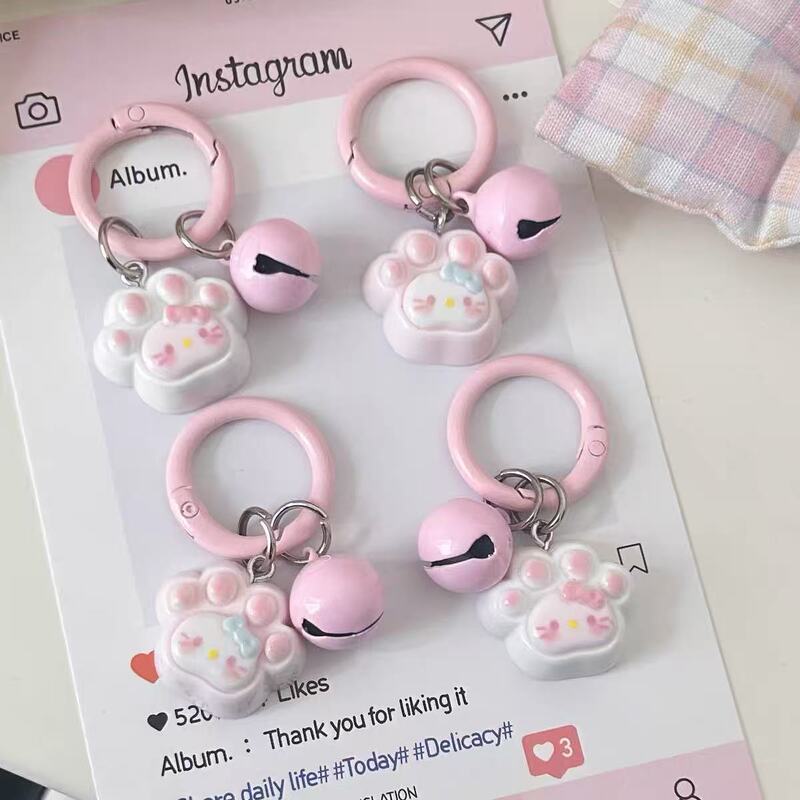 Cartoon Cute Bell Cat Paw Kt Cat Keychain Bag Pendant Small Ornament Backpack Decoration Best Friend Gift Toy