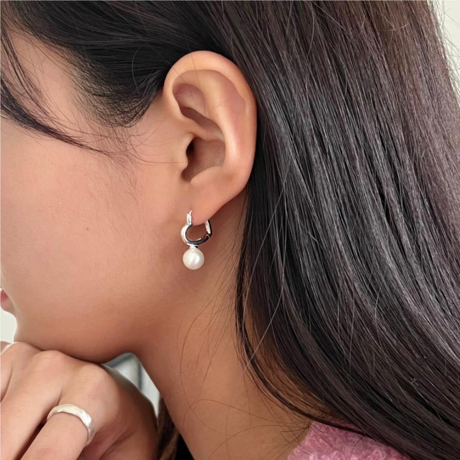 Title 2, Kadın 925 Ayar Gümüş İnci Kalp Küpeler. Zamansı...