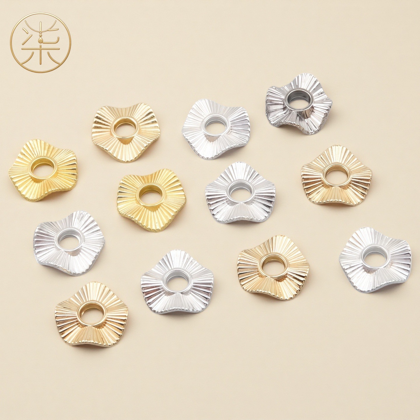 18K镀金高保色水波纹隔片花瓣垫片 diy花托隔珠手链串珠饰品配件