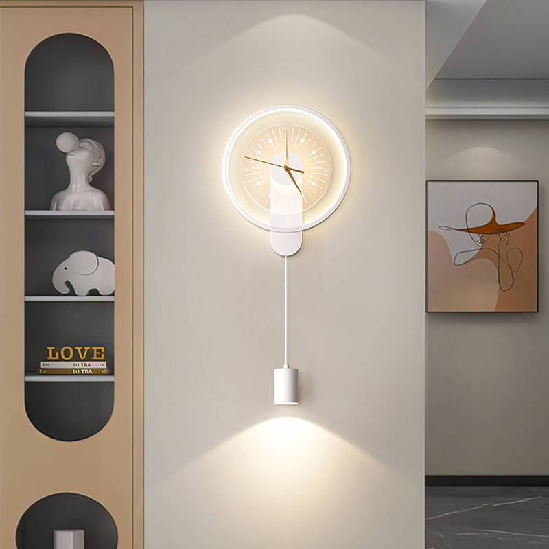 TV de fondo colina estilo reloj de decoración nuevo estilo de rejilla italiana sala de estar simple lámpara colgante creativa pared de fondo 2024