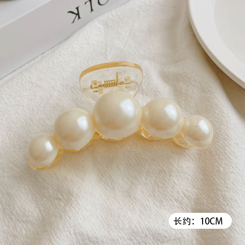 Pinza para el cabello con plato de perlas de invierno coreano para mujer, gran cantidad de cabello, clip para el cabello de tiburón, elegante temperamento, pinza para el cabello, tocado