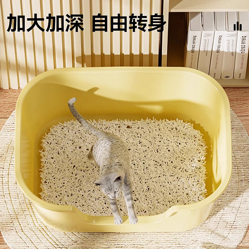 Basca de arena abierta super grande anti-derrama exterior anti-banda de arena para gatos semicerrada inodoro para gatos integrados