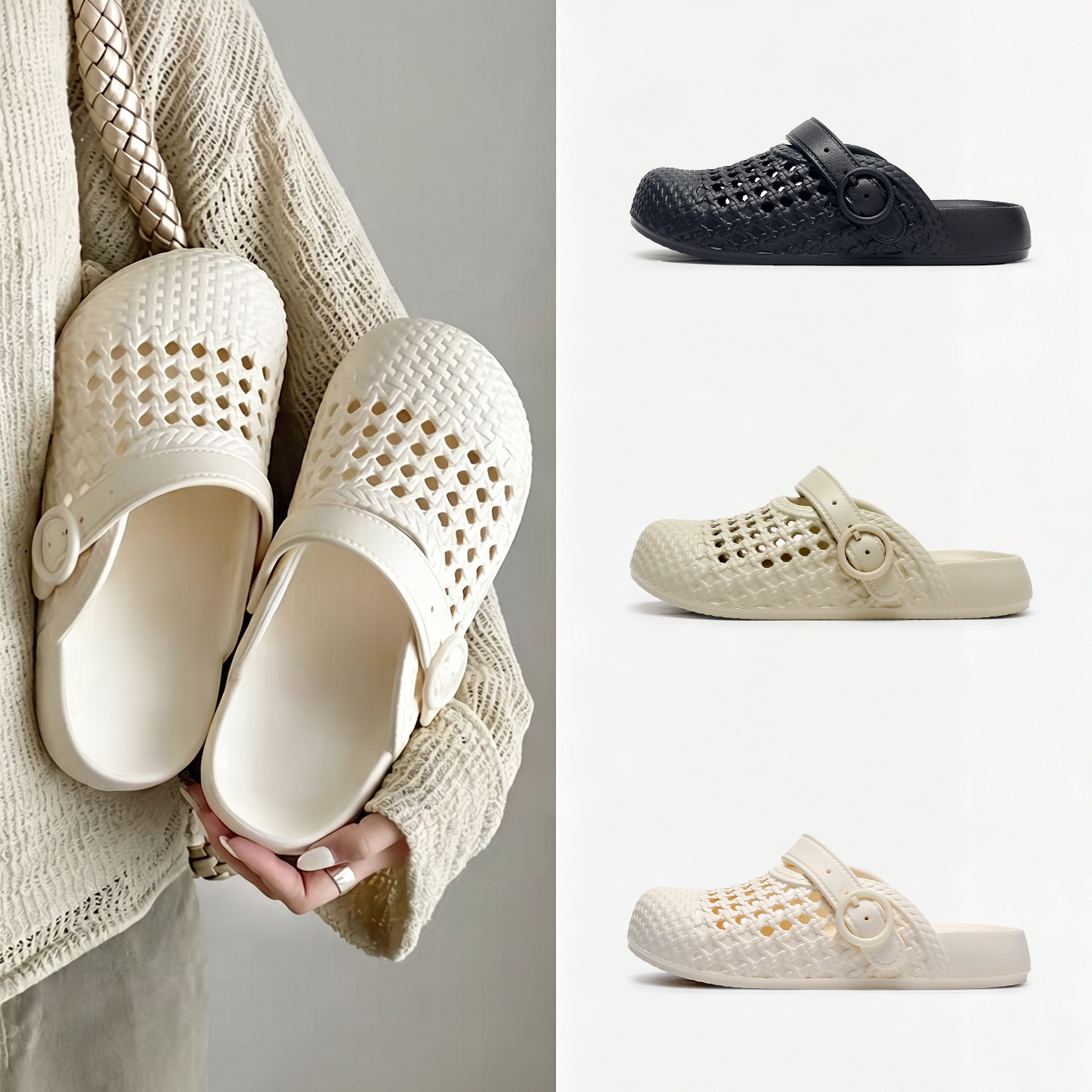 Breathable retro summer mule