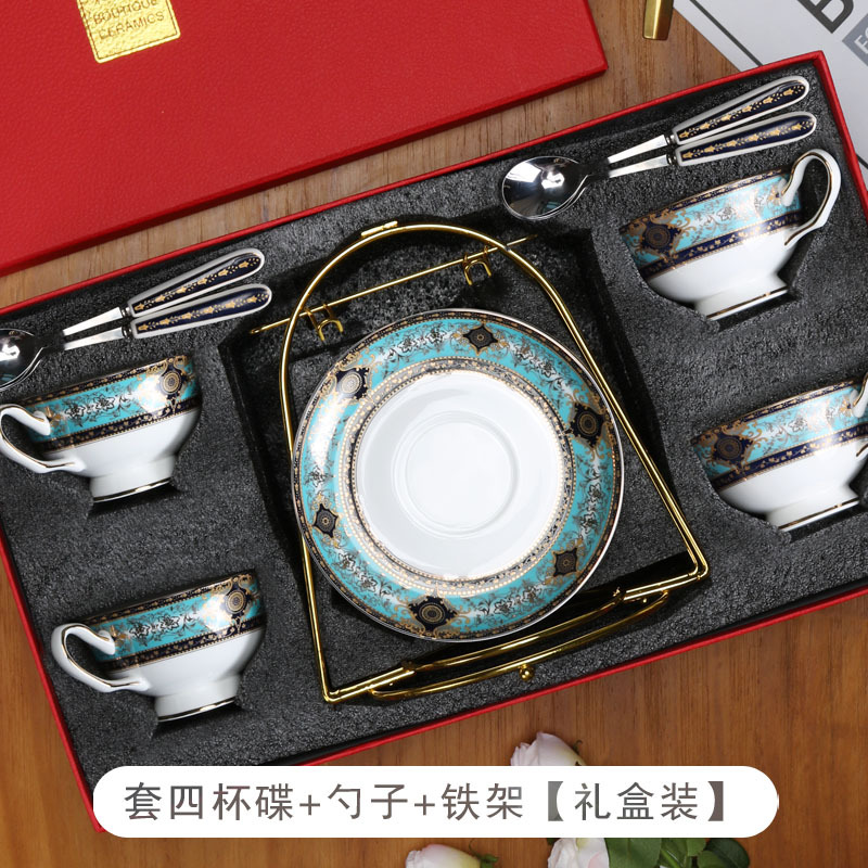 Taza de café de porcelana de lujo ligera europea de alta calidad exquisita de estilo británico set de té de la tarde tazas y platos caja de regalo al por mayor