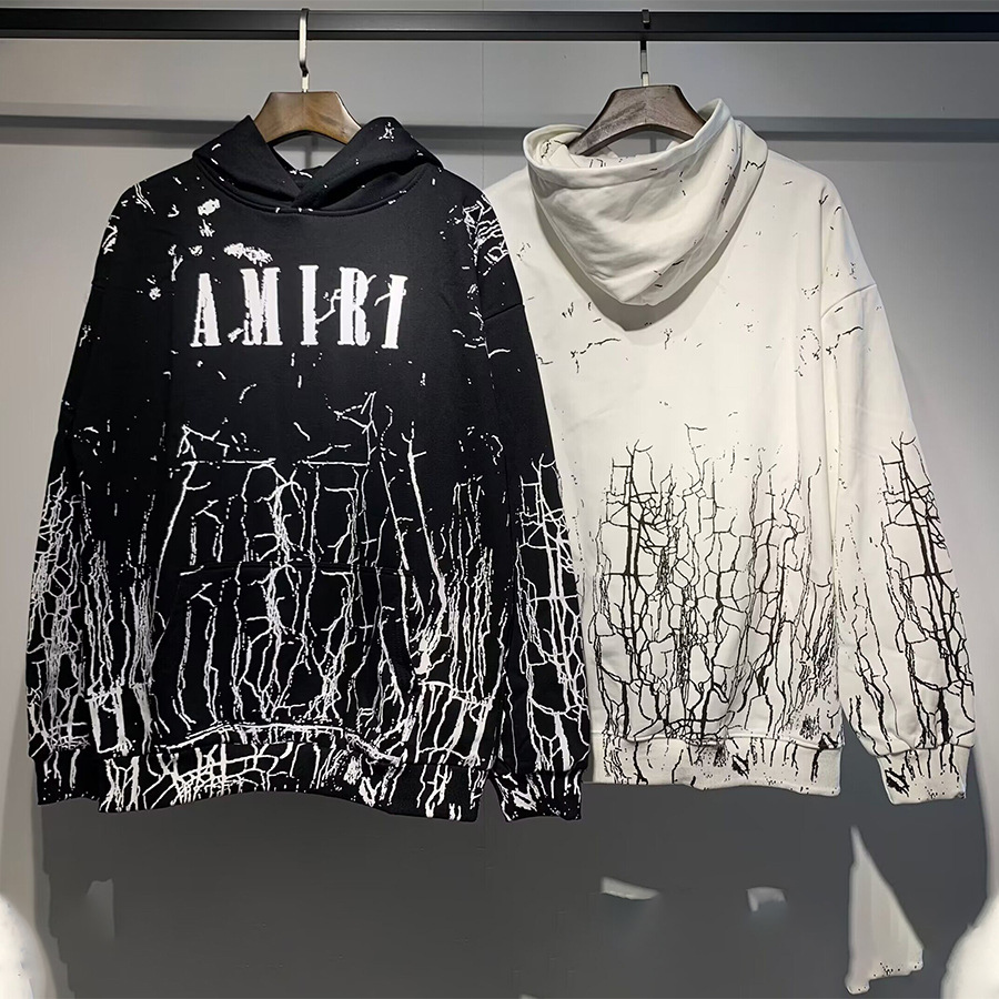 AMIRI suéter colección de letras de impresión transfronterizas 360 gramos de anillo masculino suelto casual sudadera encapuchada