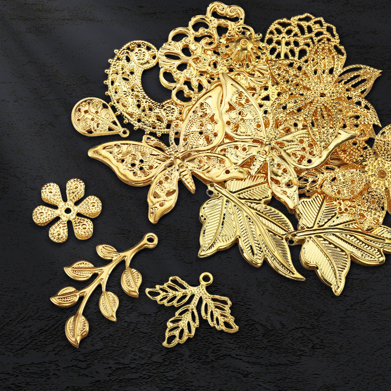 Metal Butterfly Leaf Flower Pieces Mini DIY Fan Handmade Antique Headwear Glue Dropping Flower Pieces Hairpin Bridal Ancient Dress Metal Butterfly Leaf Flower Pieces Mini DIY Fan Handmade Antique Headwear Glue Dropping Flower Pieces Hairpin Bridal Ancient Dress