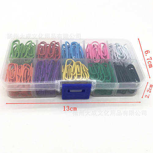 Manufacturer's best-selling office stationery 28mm plastic-coated paper clips, paper clips, bookmarks, ten-color, ten-grid box set combination