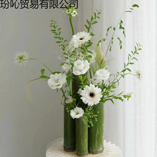 竹筒插花瓶花器订婚礼庆摆件造景环创造景新鲜竹子花盆瓶装饰布置