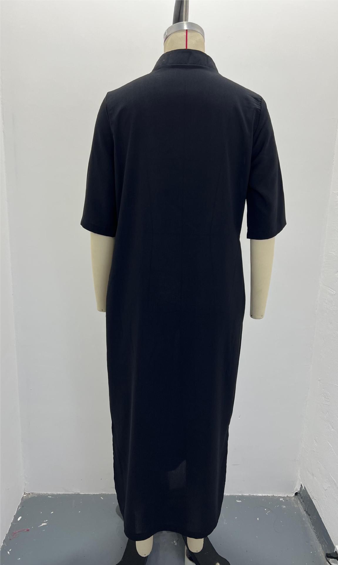 Rochie de vară pentru femei, 2024, cu buzunare laterale, decolteu în V, mânecă de 18 cm, model crimson, cu imprimeu floral_voghion.com