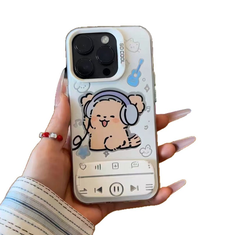 Apple 13 携帯電話ケース iPhone15/16Promax Huawei pura70 携帯電話ケースに適したミュージカル子犬|undefined