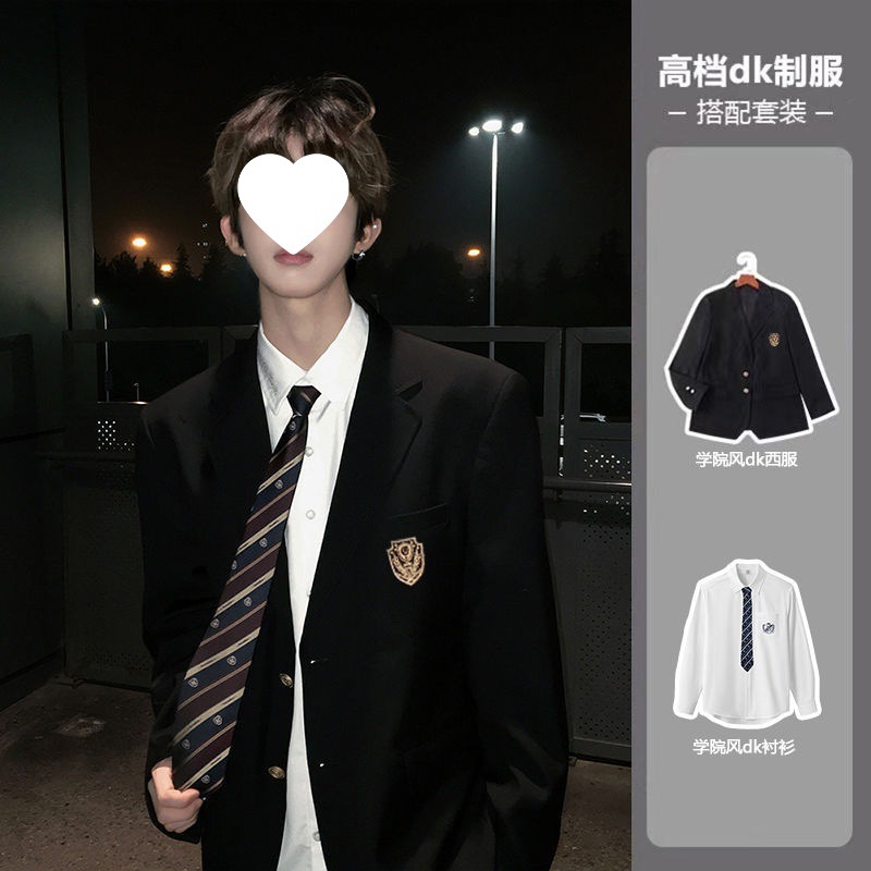 [더블버튼] 블랙 슈트 + DK 셔츠 [투피스세트] [프리네이비타이]