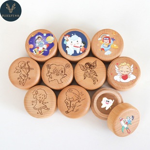 Cross-border Wholesale Wooden Children's Teeth Box with Lid Household Baby Fetal Hair Teeth Collection Commemorative Box Storage Wooden Box