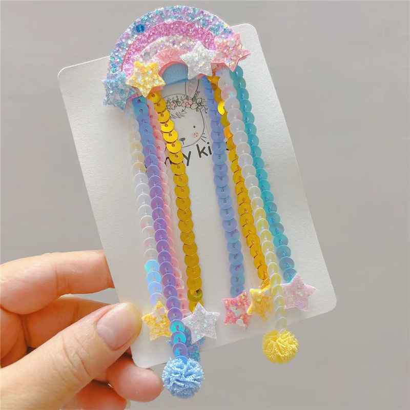 Cartoon Style Rainbow Star Glitter Tassel Hair Clip display picture 3