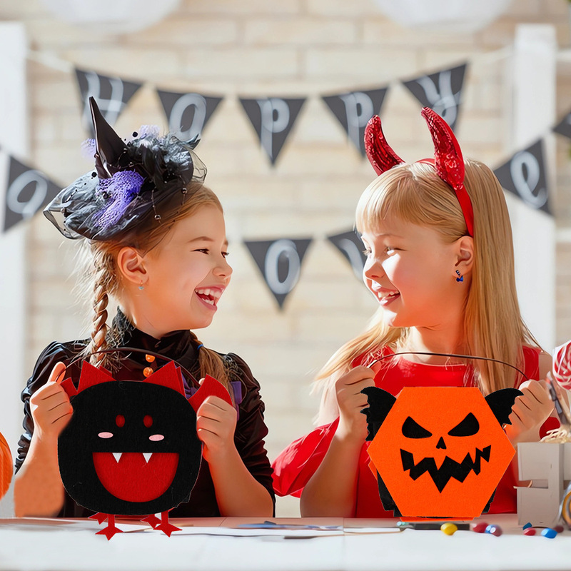 新しいハロウィンフェルトキャンディバッグハロウィンパーティーパーティードレスアップ子供のハンドバッグコウモリ立体ハンドバッグ|undefined