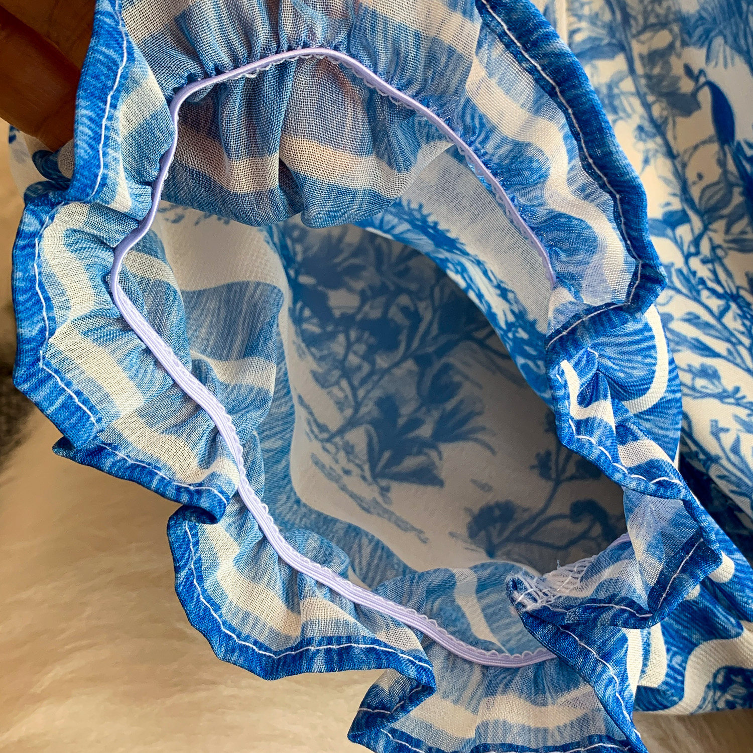 Women's Light French Romantic Style Tie Dye Floral Print Round Neck Dress Three Dimensional Flower Summer Slimming Pleated Long Skirt_ecoleips.com