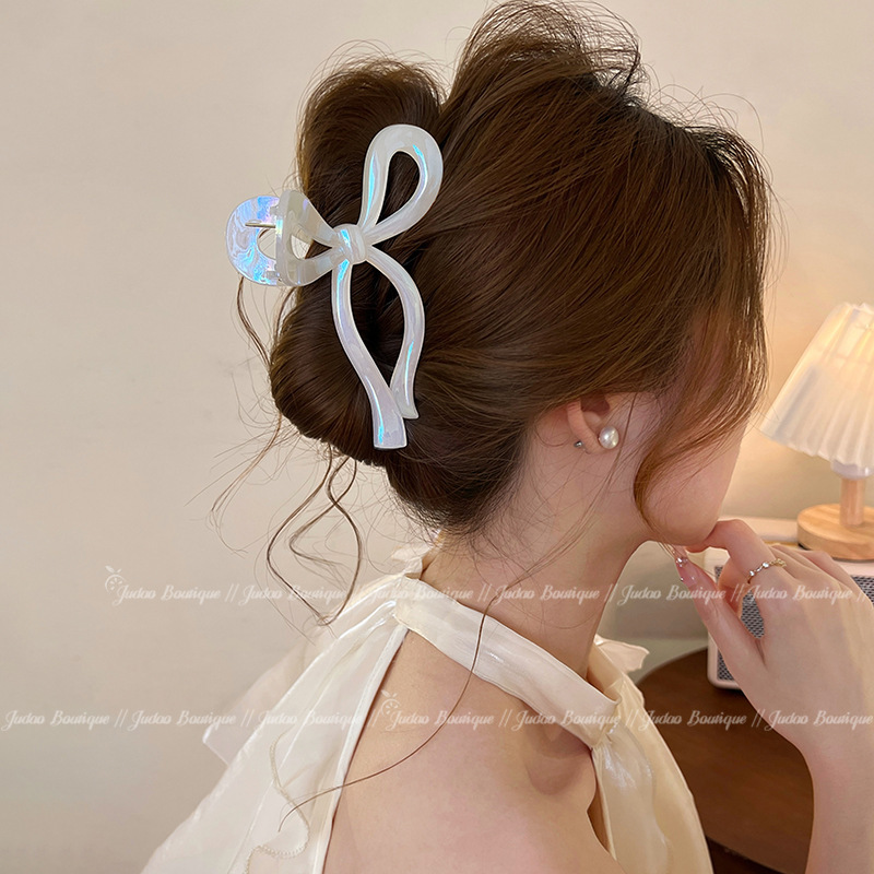 立体リボンクリップ、春夏新作ヘアクリップ、後頭部の髪のボリュームを増やすヘアアクセサリー、サメクリップ、卸売在庫あり|undefined