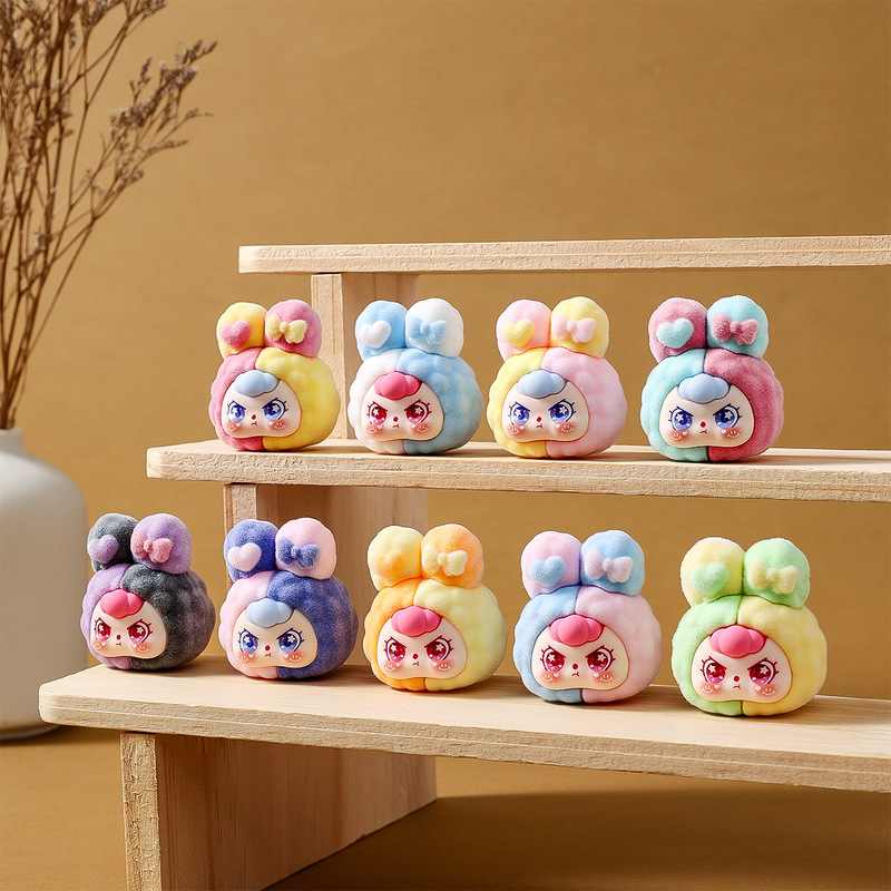 Cute Flocked Color-Blocked Rabbit Plush Doll Desktop Ornament High-End Niche Live Streaming Blind Box Wholesale Cute Flocked Color-Blocked Rabbit Plush Doll Desktop Ornament High-End Niche Live Streaming Blind Box Wholesale